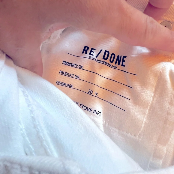 Re/done new with tags size 23 white destroyed 70’s stove pipe cropped jeans - Picture 13 of 14